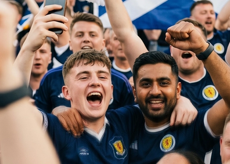 Fans celebrating at UEFA EURO 2028™ Club hospitality area